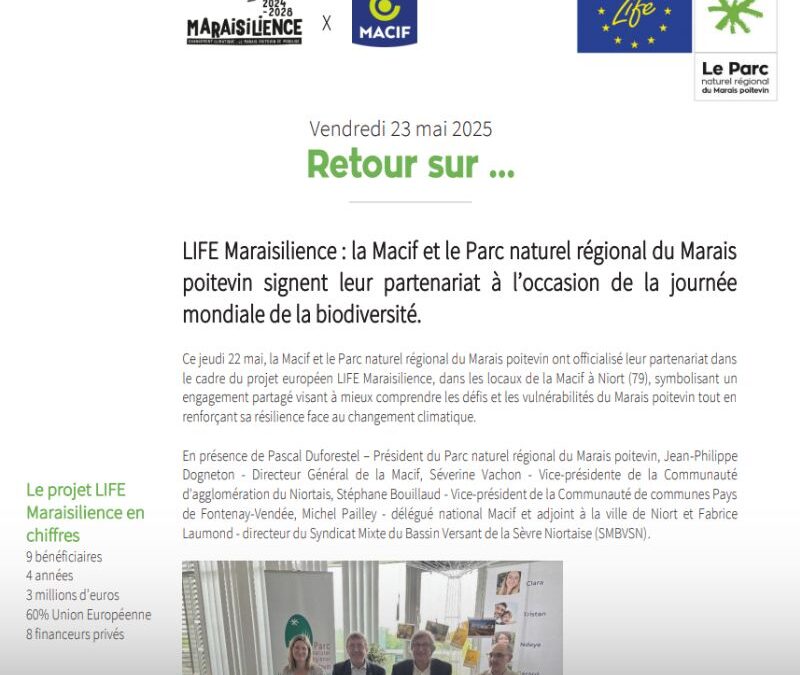 La Macif et le Parc naturel régional du Marais  poitevin signent leur partenariat