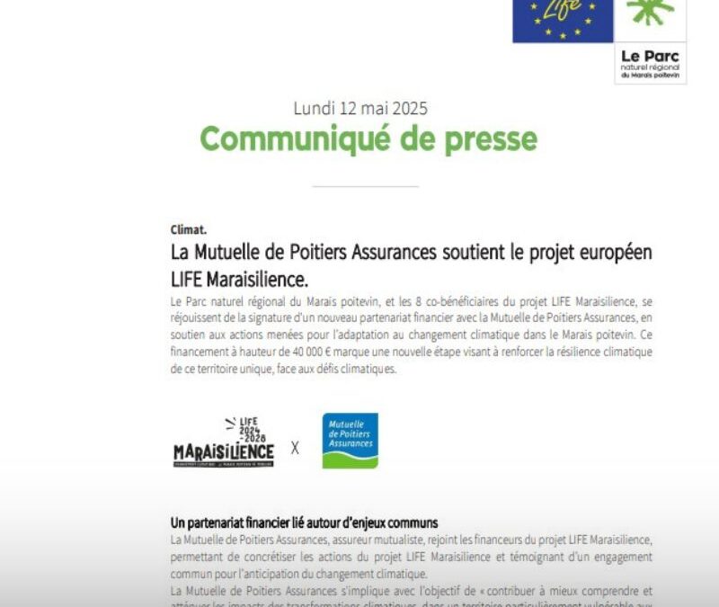 La Mutuelle de Poitiers soutient le LIFE Maraisilience