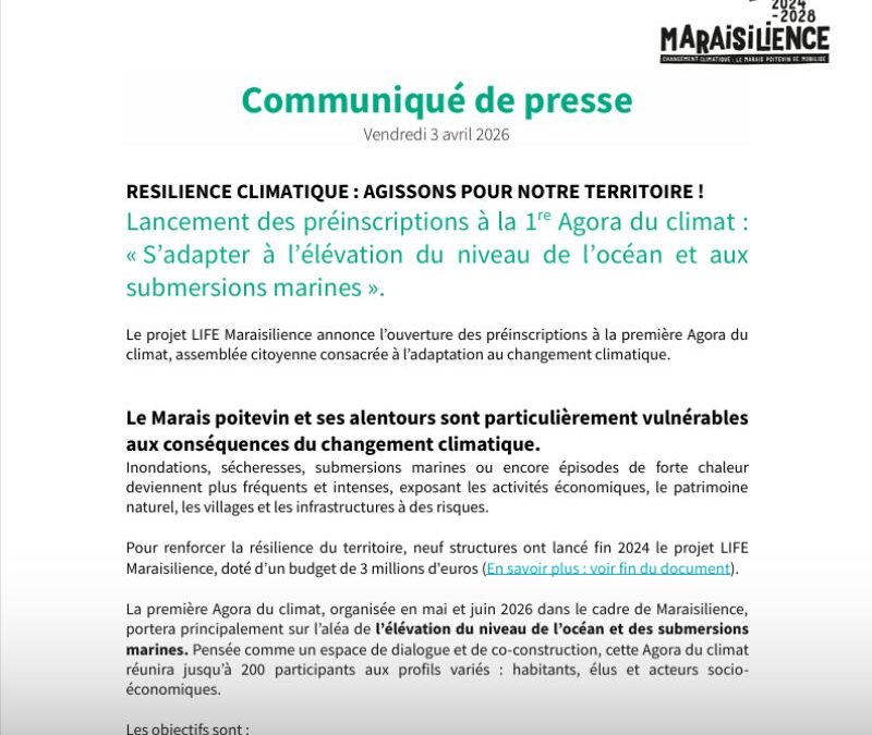 Communiqué de presse | Lancement des préinscriptions à la 1re Agora du climat