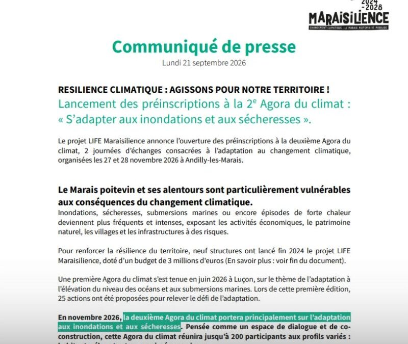 Communiqué de presse | Lancement des préinscriptions à la 2e Agora du climat